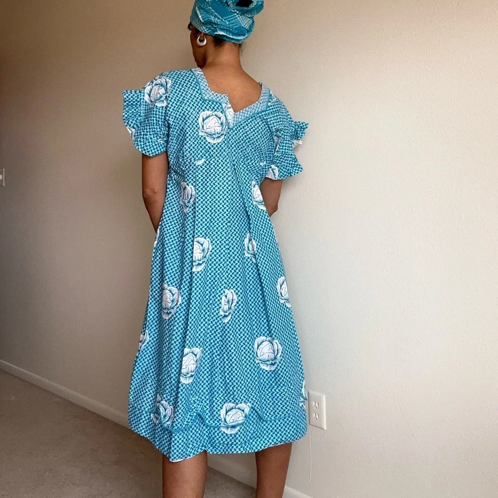 Blue Floral Women's Dress - Picture 8 of 8